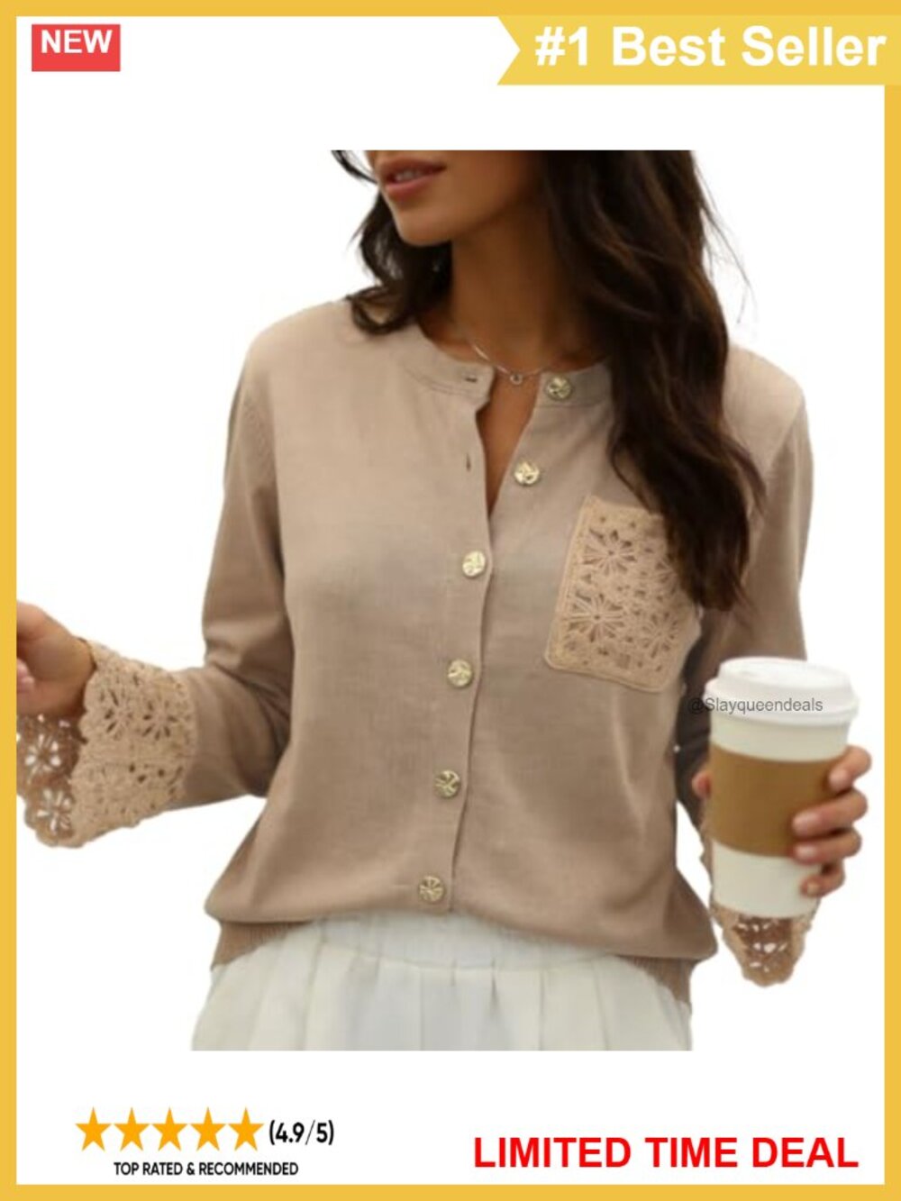 Pearl Button Cardigan Sweater Long Sleeve Collared Knit Top